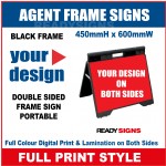 Frame Sign Agent  - 450mmH x 650mmW - Black Frame